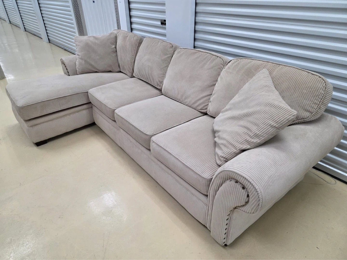 Sectional Couch - Beige Corduroy - photo 2