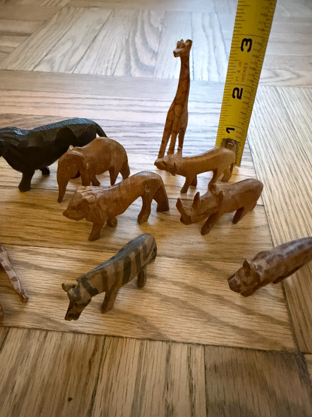 Set of 7 Hand Carved Wooden African Animals - photo 2