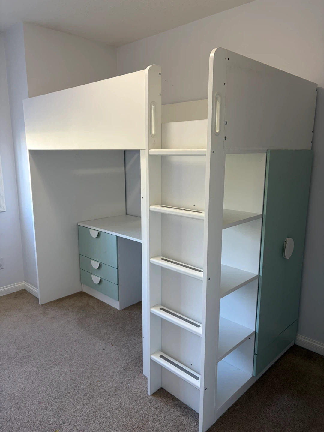 Loft Bed with Desk, Wardrobe and Drawers