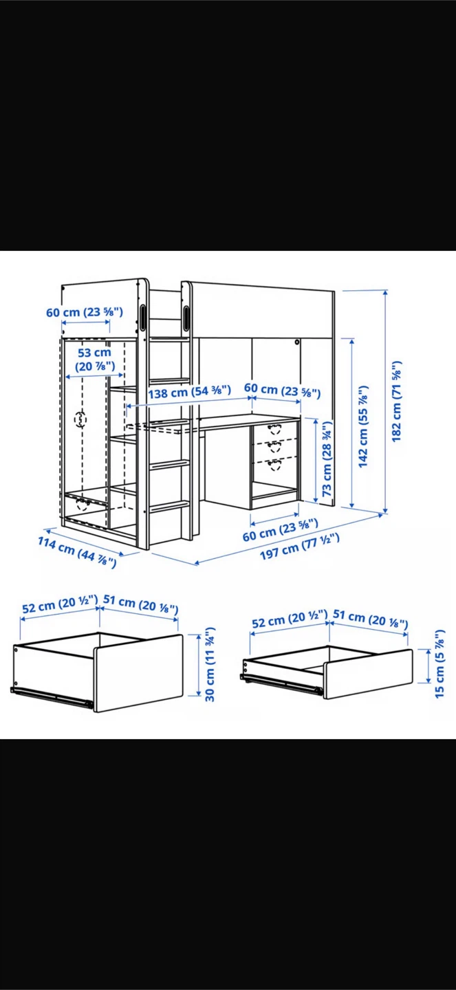 Loft Bed with Desk, Wardrobe and Drawers - photo 5