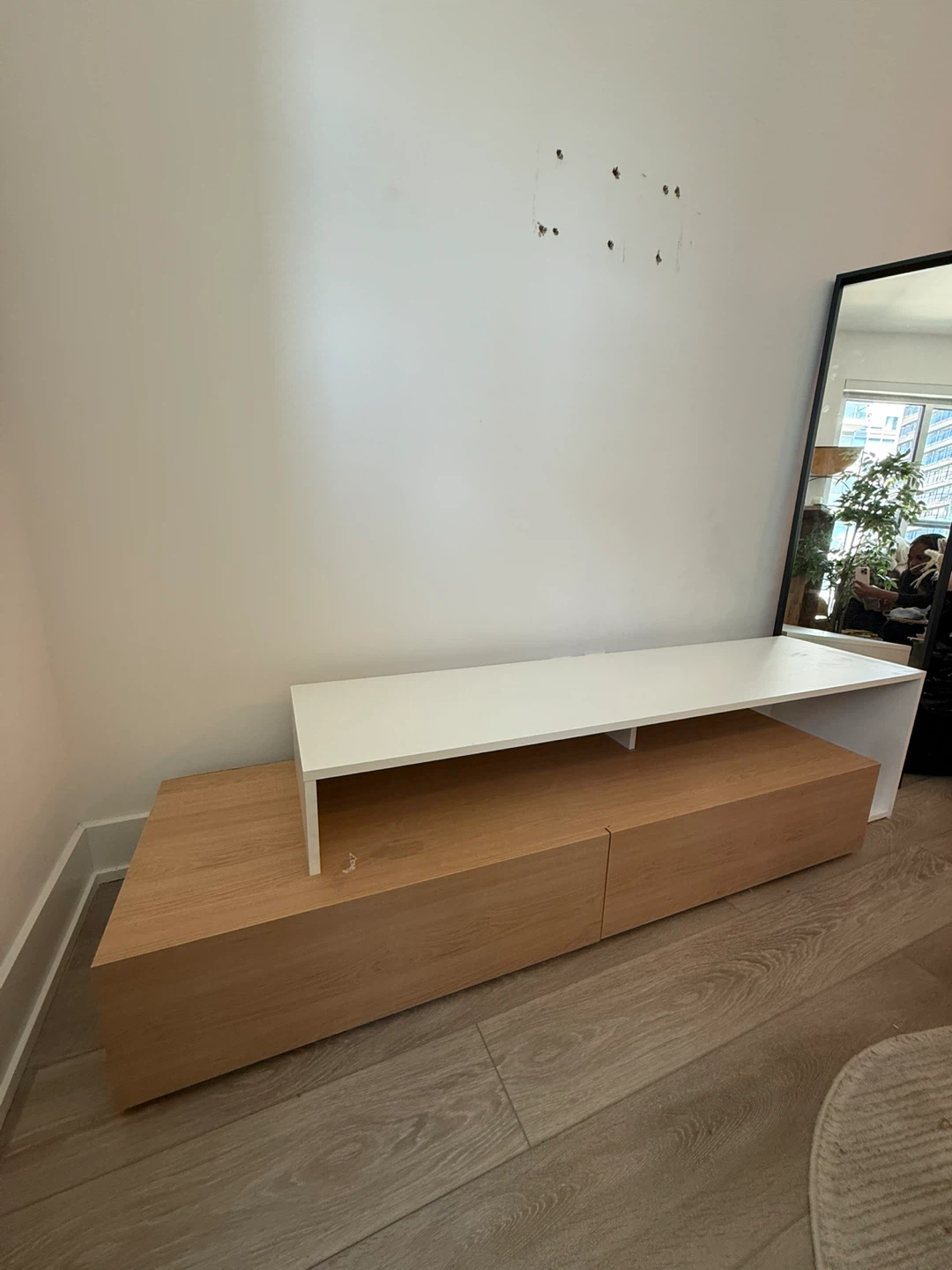 Two-tone TV stand with drawers