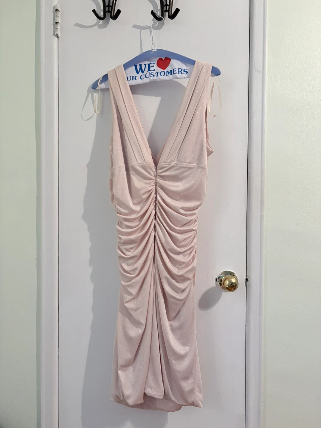 Light Pink Ruched Glitter Dress - photo 4