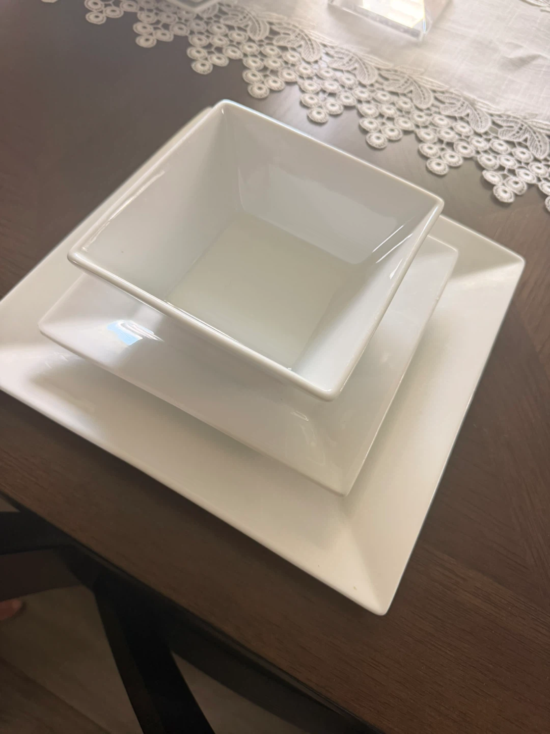 Set of White Square Plates and Bowls - photo 2