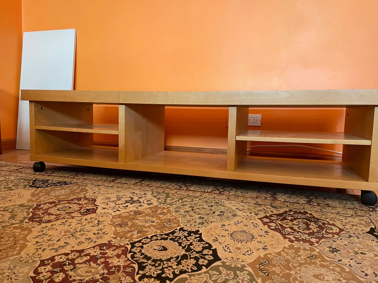 Wood TV Stand with Wheels - photo 2