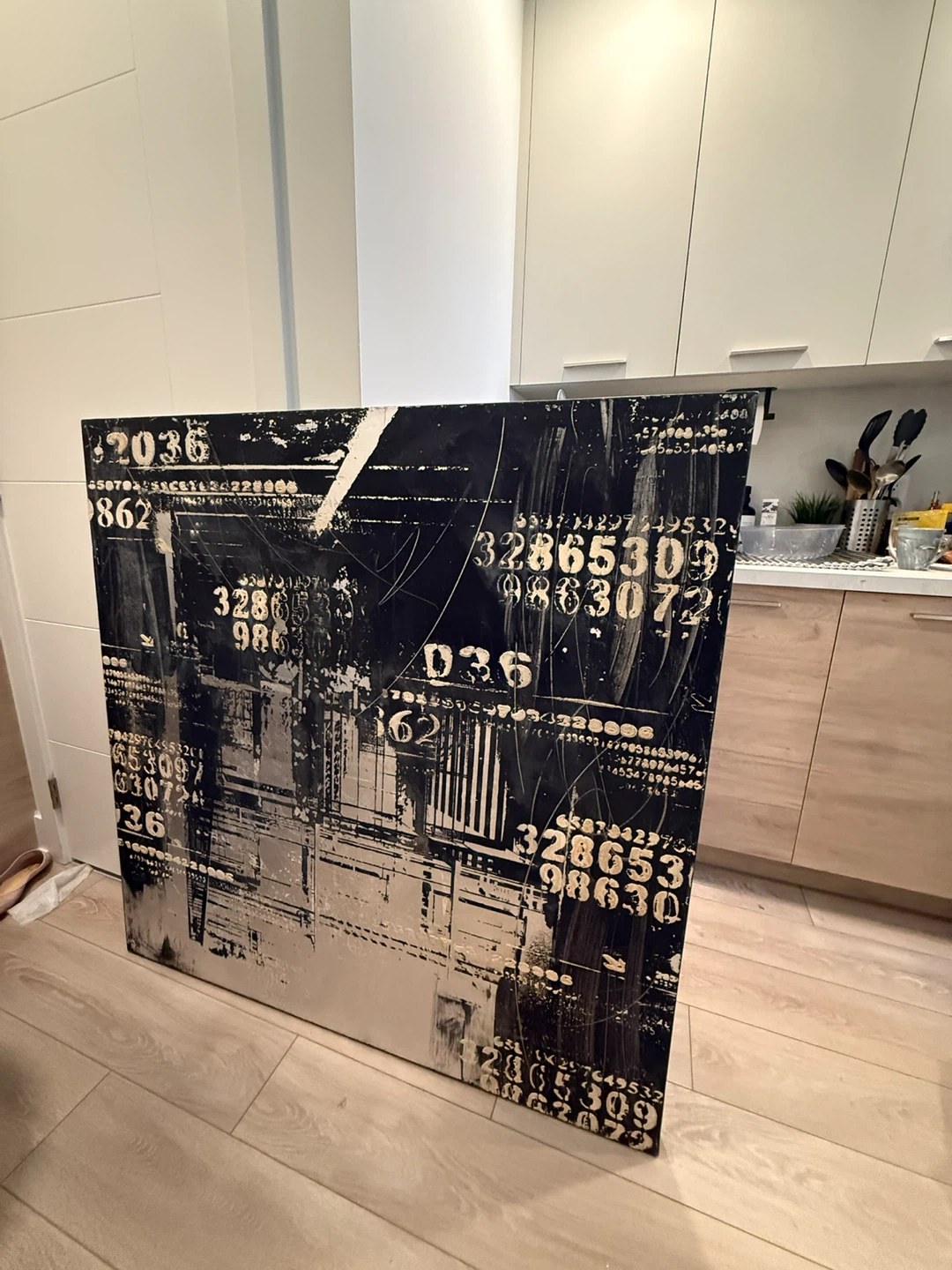 Large Abstract Canvas Art with Numbers