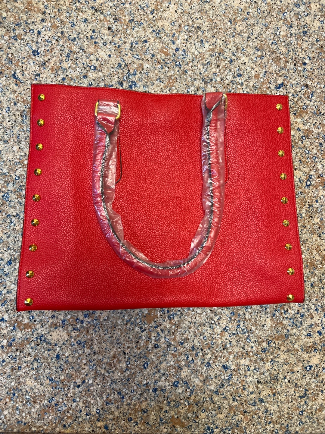 Elizebath Arden Red Tote Bag with Studs