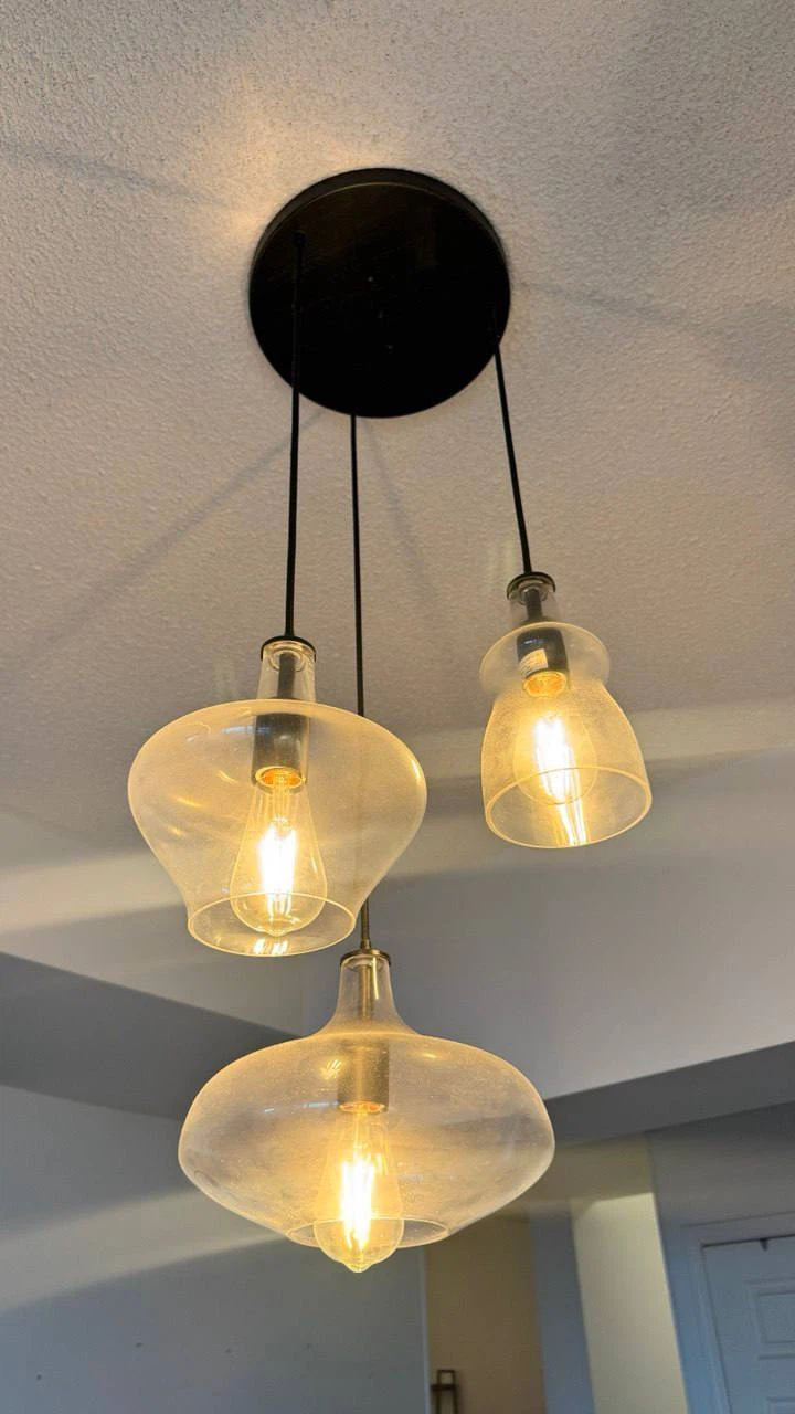 3-Light Clear Glass Pendant Light Fixture
