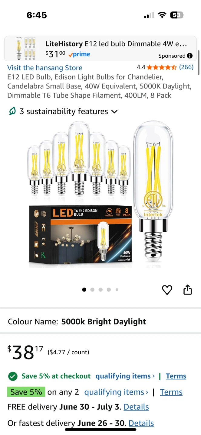 LiteHistory 8 Pack T6 E12 LED Edison Bulbs - photo 3