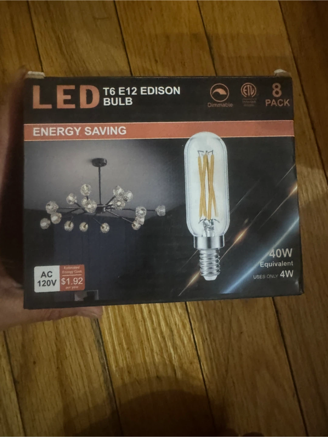 LiteHistory 8 Pack T6 E12 LED Edison Bulbs