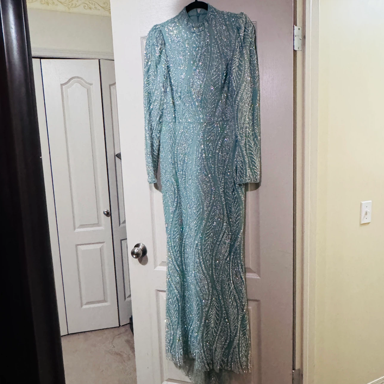 Sparkly green modest dress size medium