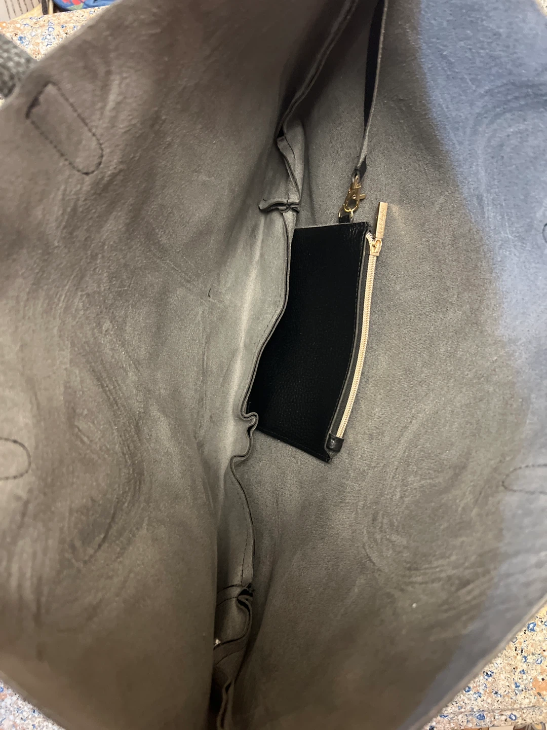 Black Faux Leather Tote Bag with Pouch - photo 4