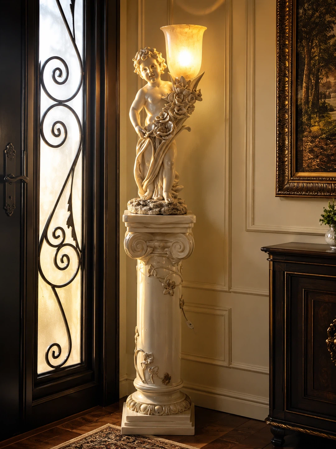 ✨ Elegant Cherub Pedestal Lamp