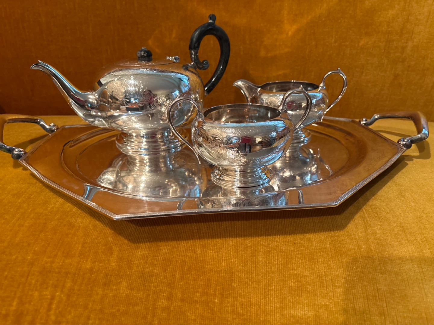 Silver Plated Tea Set with Tray - photo 2