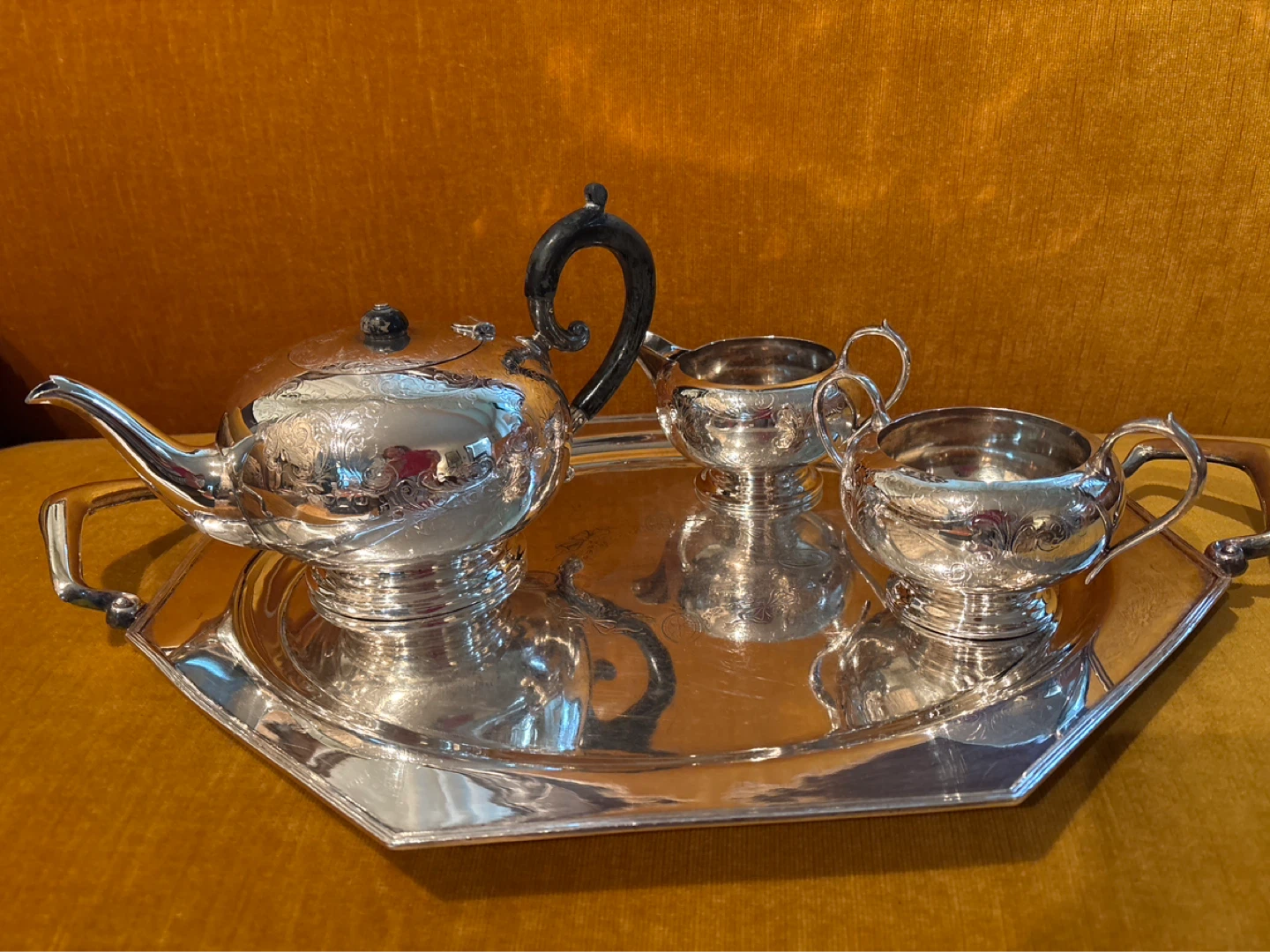 Silver Plated Tea Set with Tray - photo 3