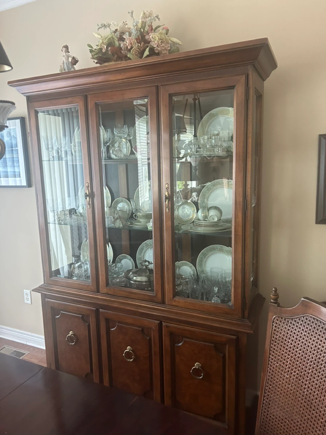 Wooden China Cabinet with Glass Doors