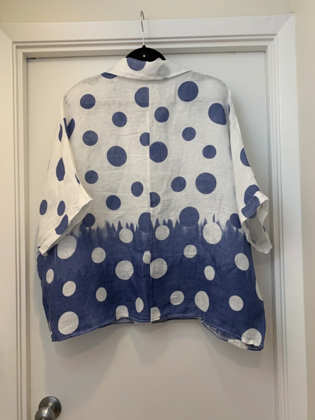 M Made in Italy  Blue and White Polka Dot Linen Shirt - photo 2