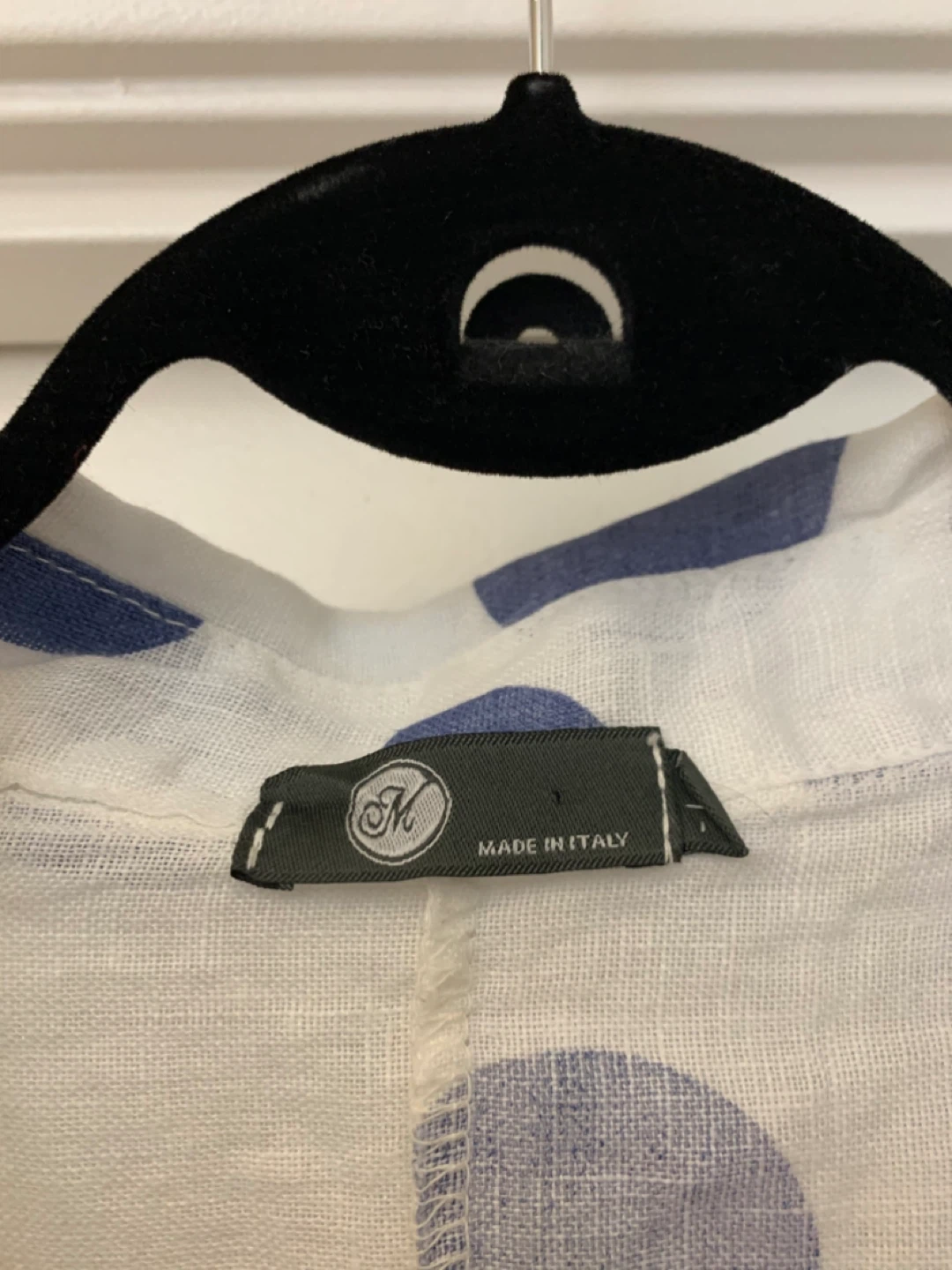 M Made in Italy  Blue and White Polka Dot Linen Shirt - photo 3