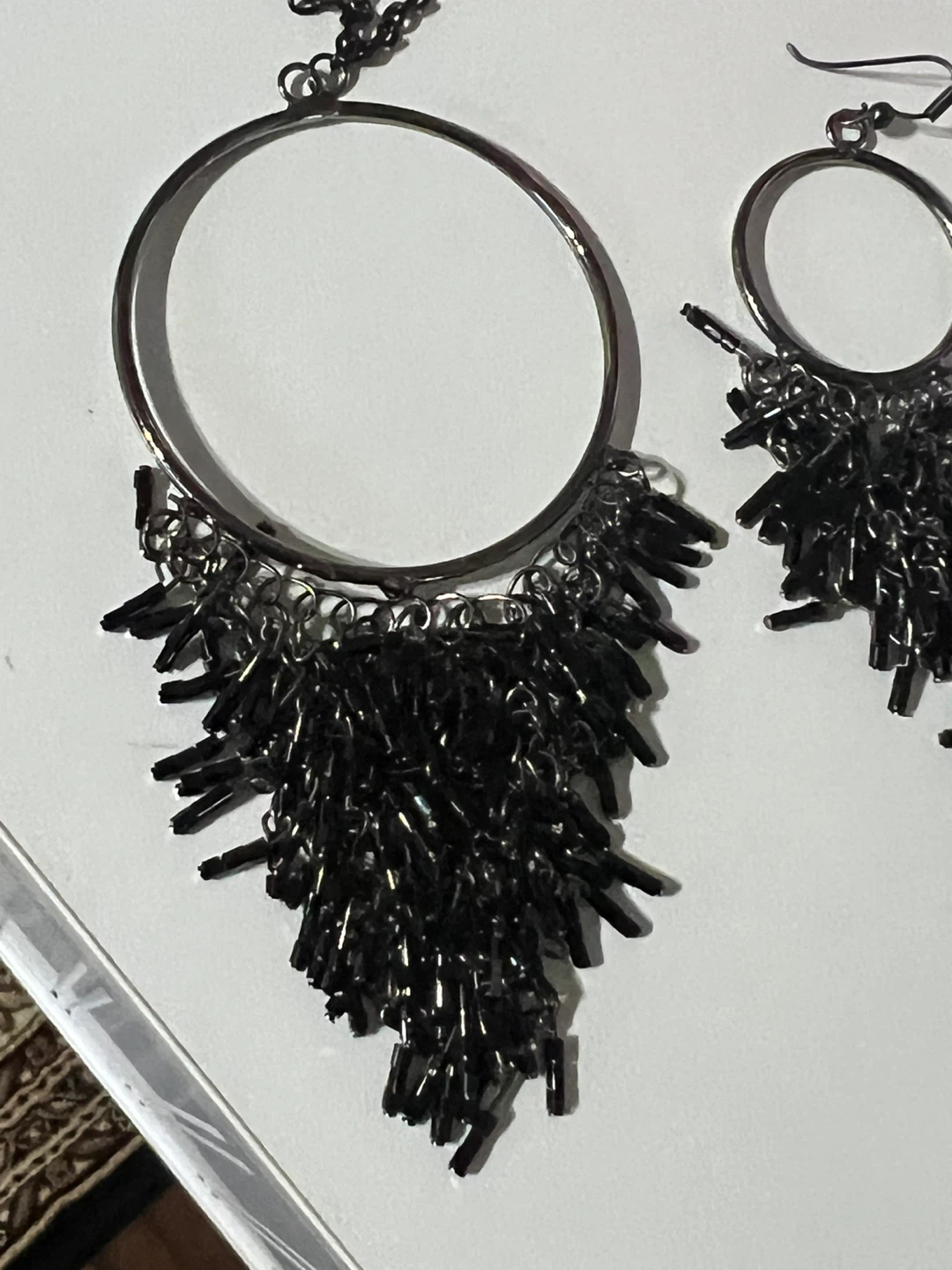 Set of Black Hoop Earrings and Necklace - photo 4