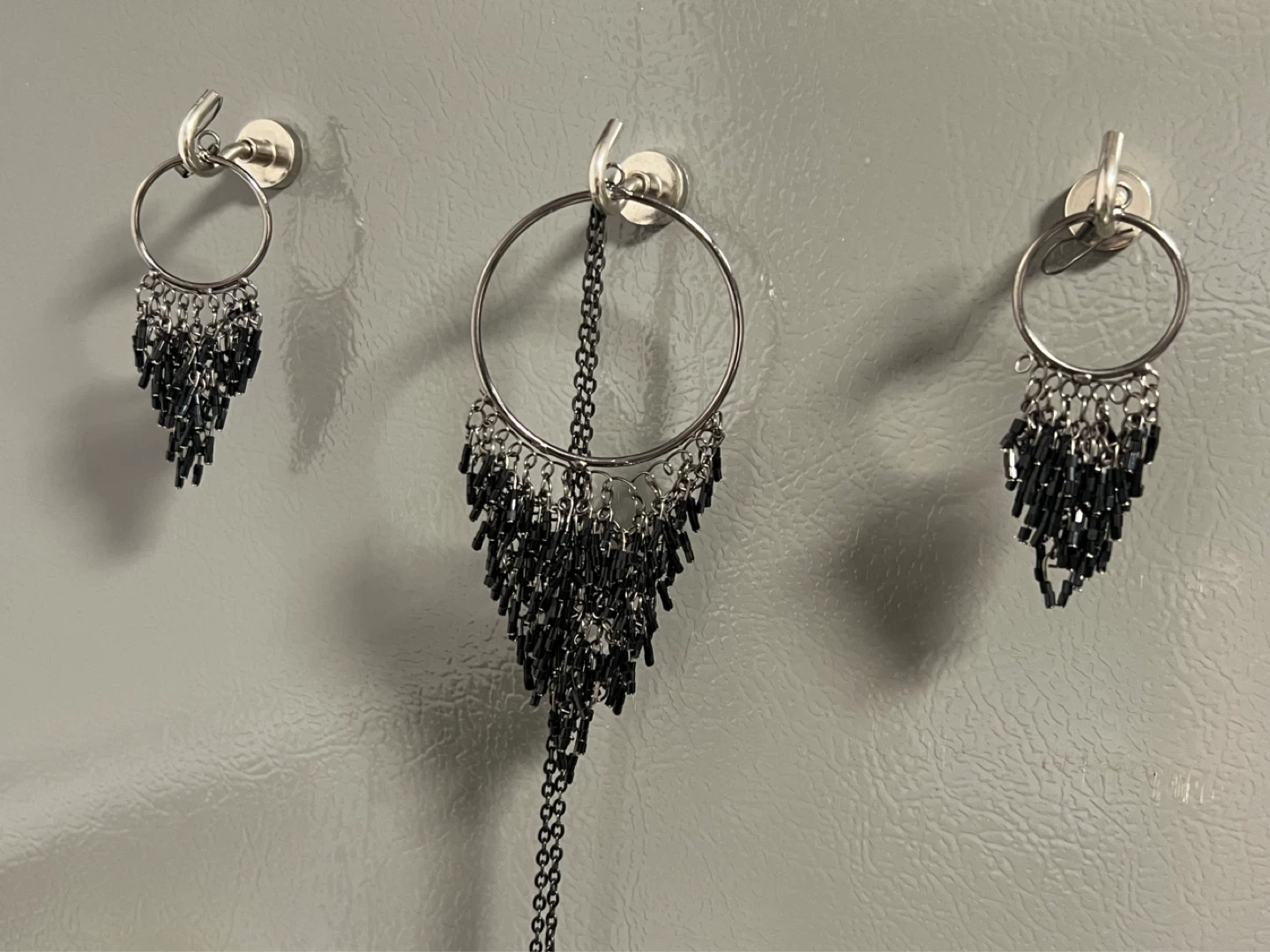 Set of Black Hoop Earrings and Necklace - photo 2