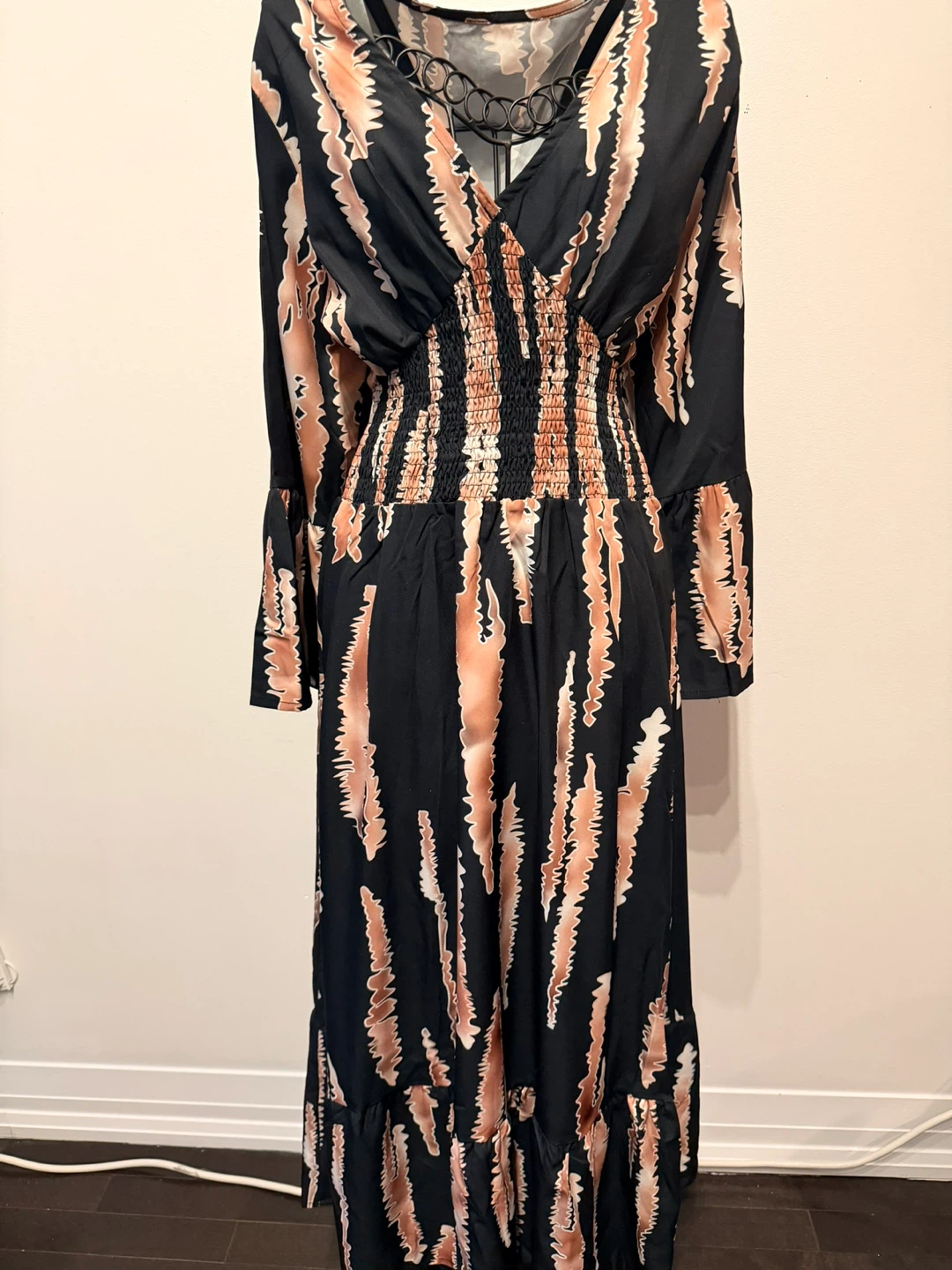 Maxi Dress Black & Tan Pattern