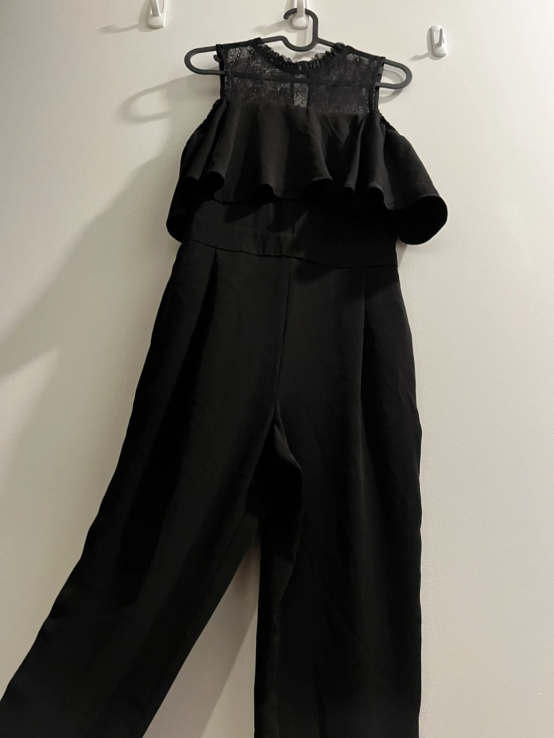 Zara Black Lace Cold Shoulder Ruffle Jumpsuit - photo 2