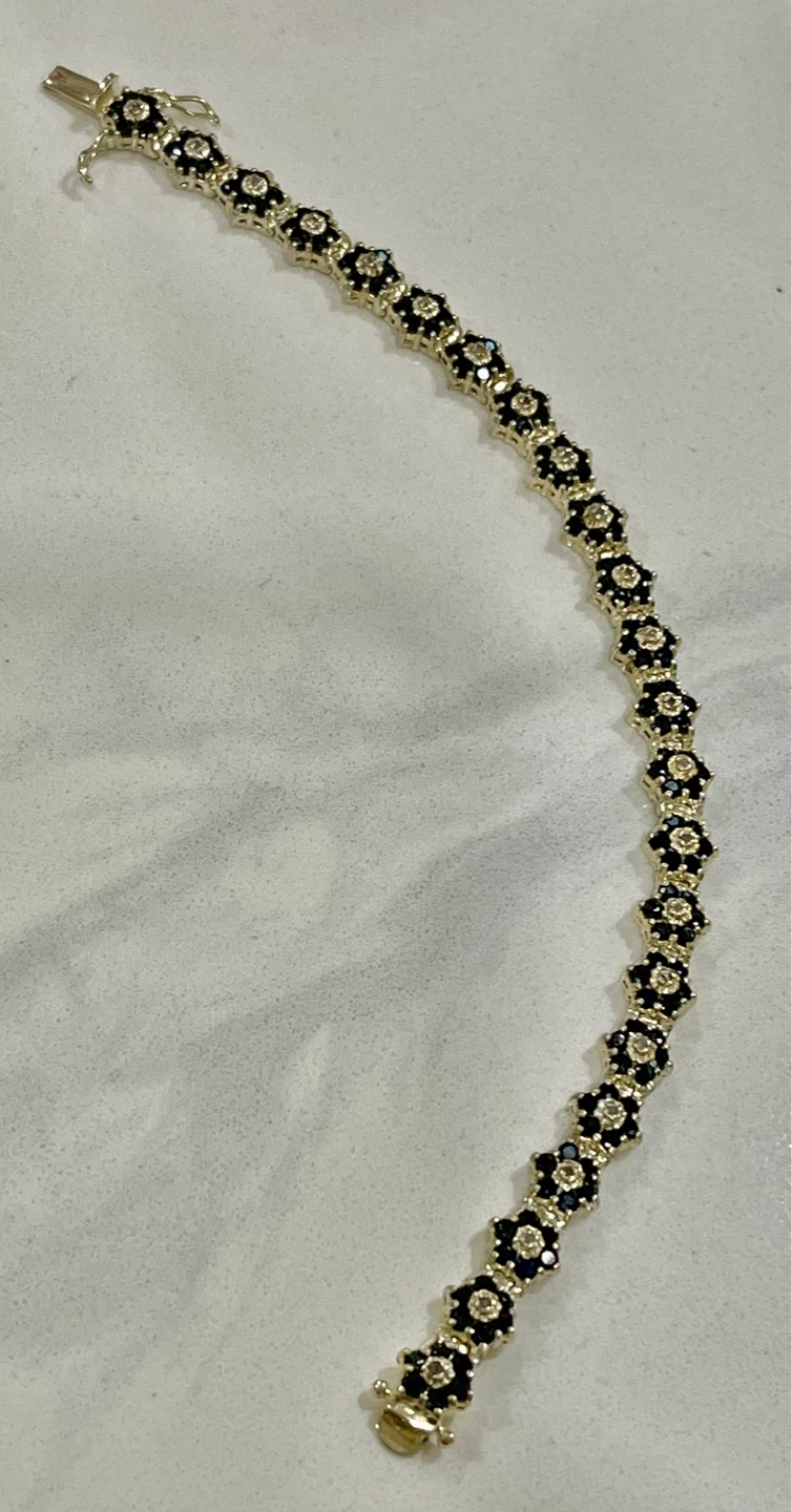Sterling Silver Diamond and Sapphire Tennis Bracelet - photo 2
