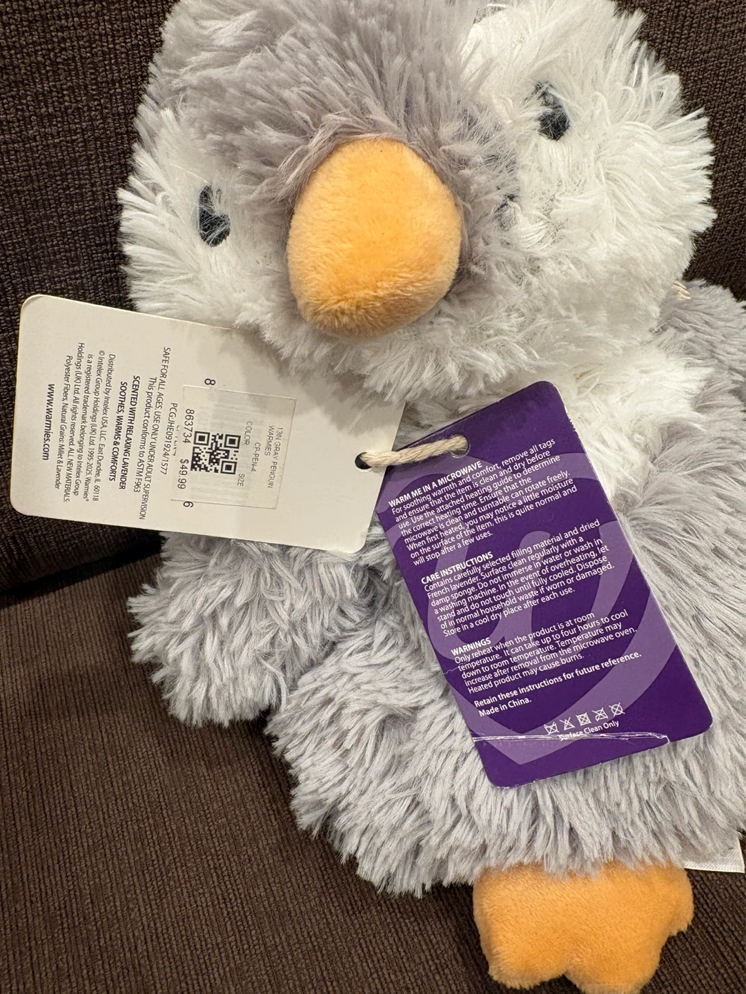 Gray Penguin Warmies Comfort Lavender Weighted Plush NWT - photo 2