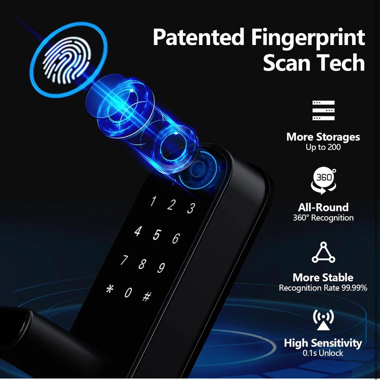 8-in-1 Wi-Fi Keyless Entry Door Lock - photo 2