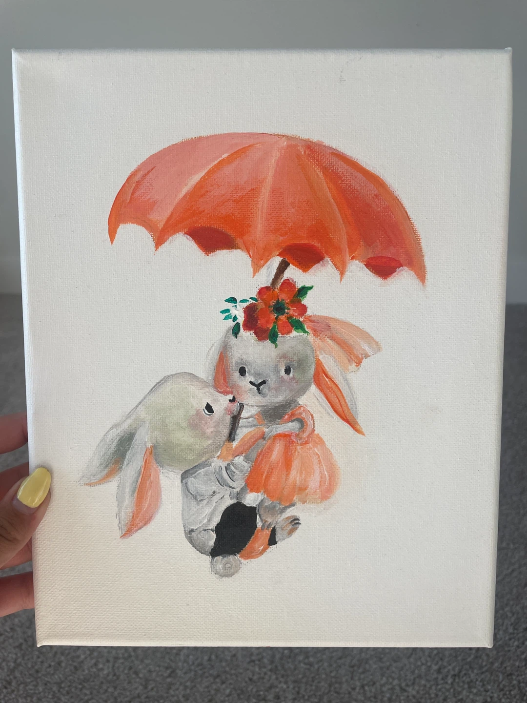 Hand-painted Bunny Art Canvas