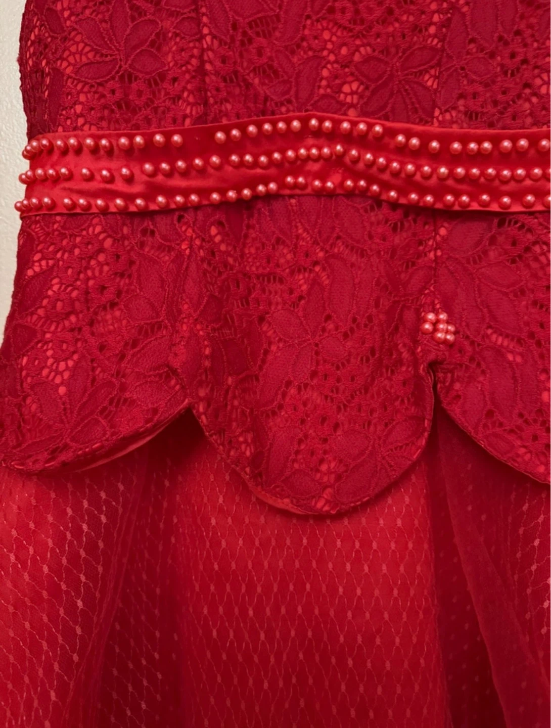 Red Lace Dress Kids size 10/12 - photo 3