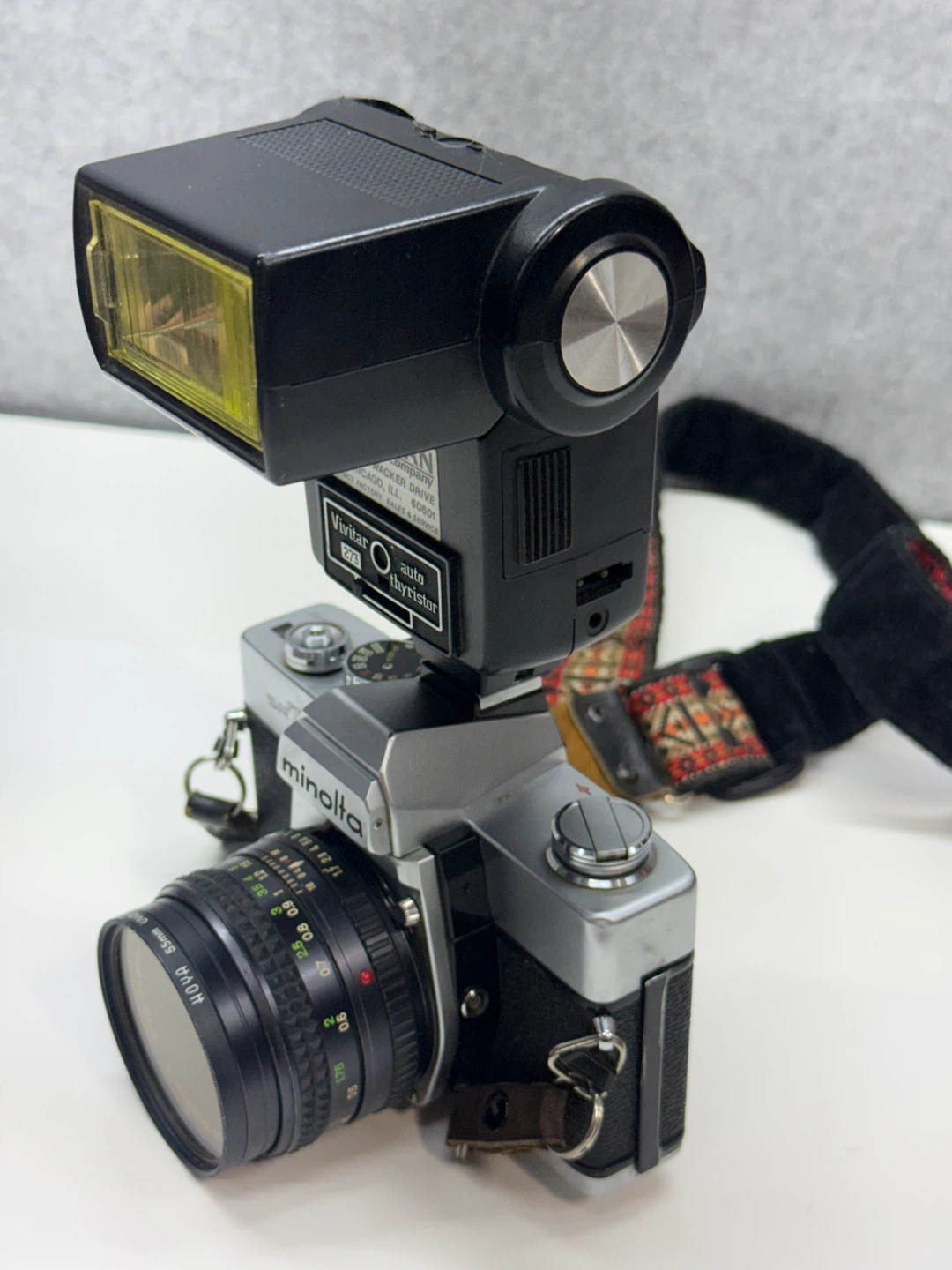Minolta SRT202 Film Camera with Vivitar Auto Thyristor Flash - photo 5