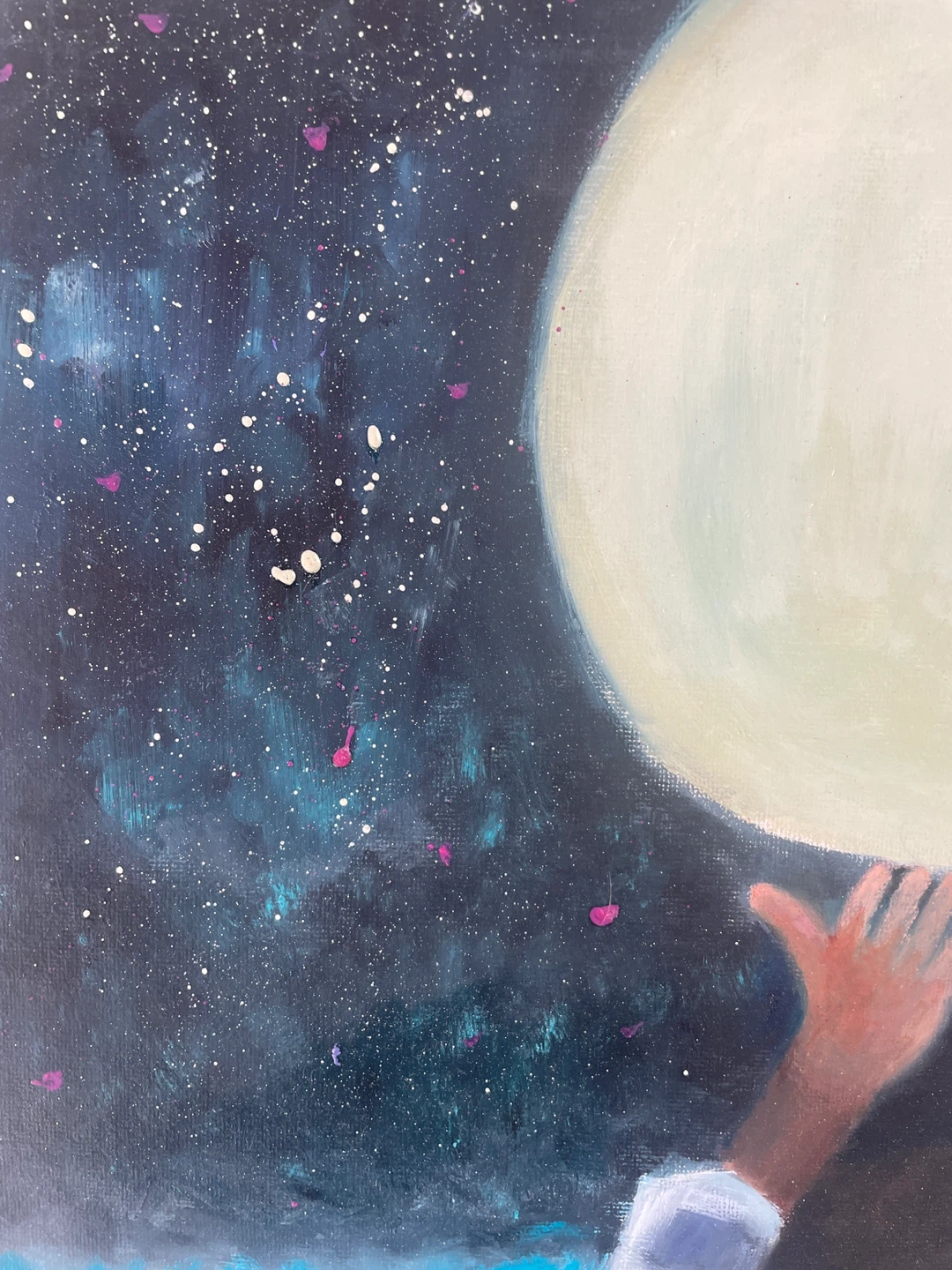 Original Painting of Person Reaching for the Moon - photo 2