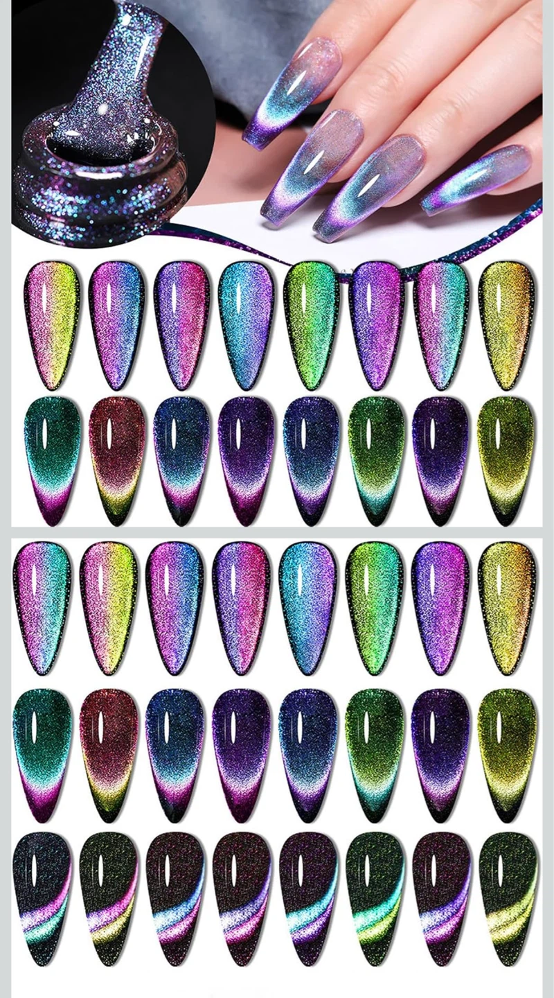 FRUJCDKI Cat's Eye Glue Gel Polish Set