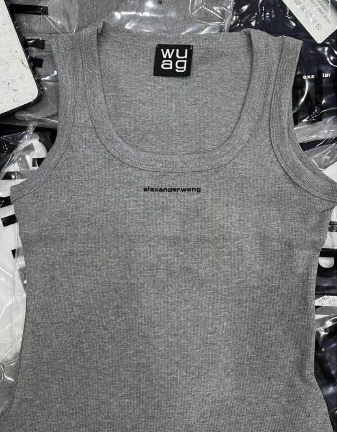Alexander Wang Grey Ribbed Tank Top