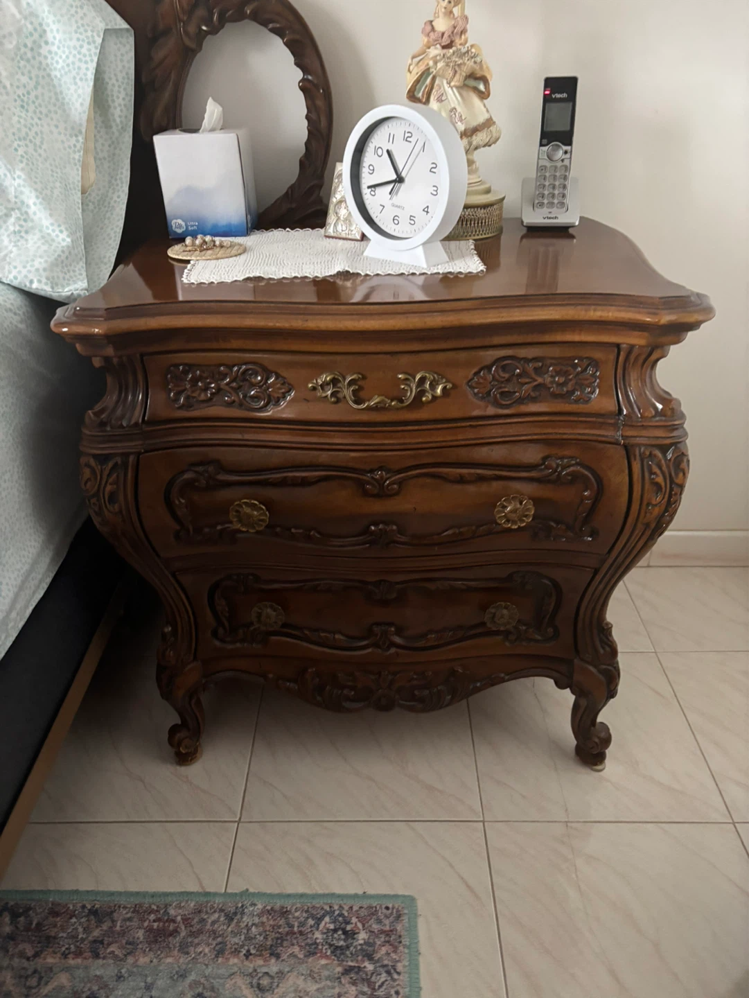 Vintage Ornate Wooden Nightstand - photo 2