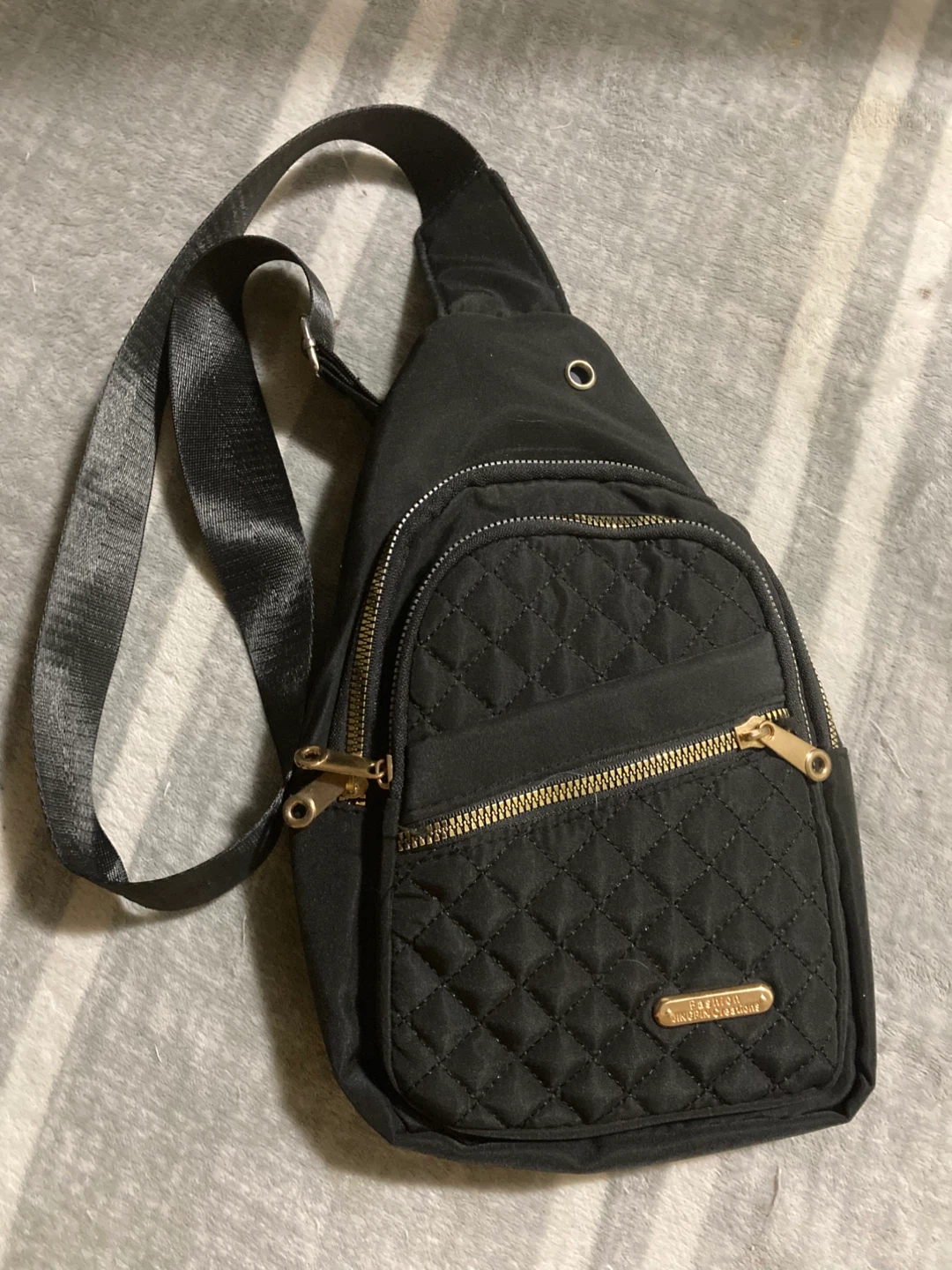 Black Quilted Sling Bag