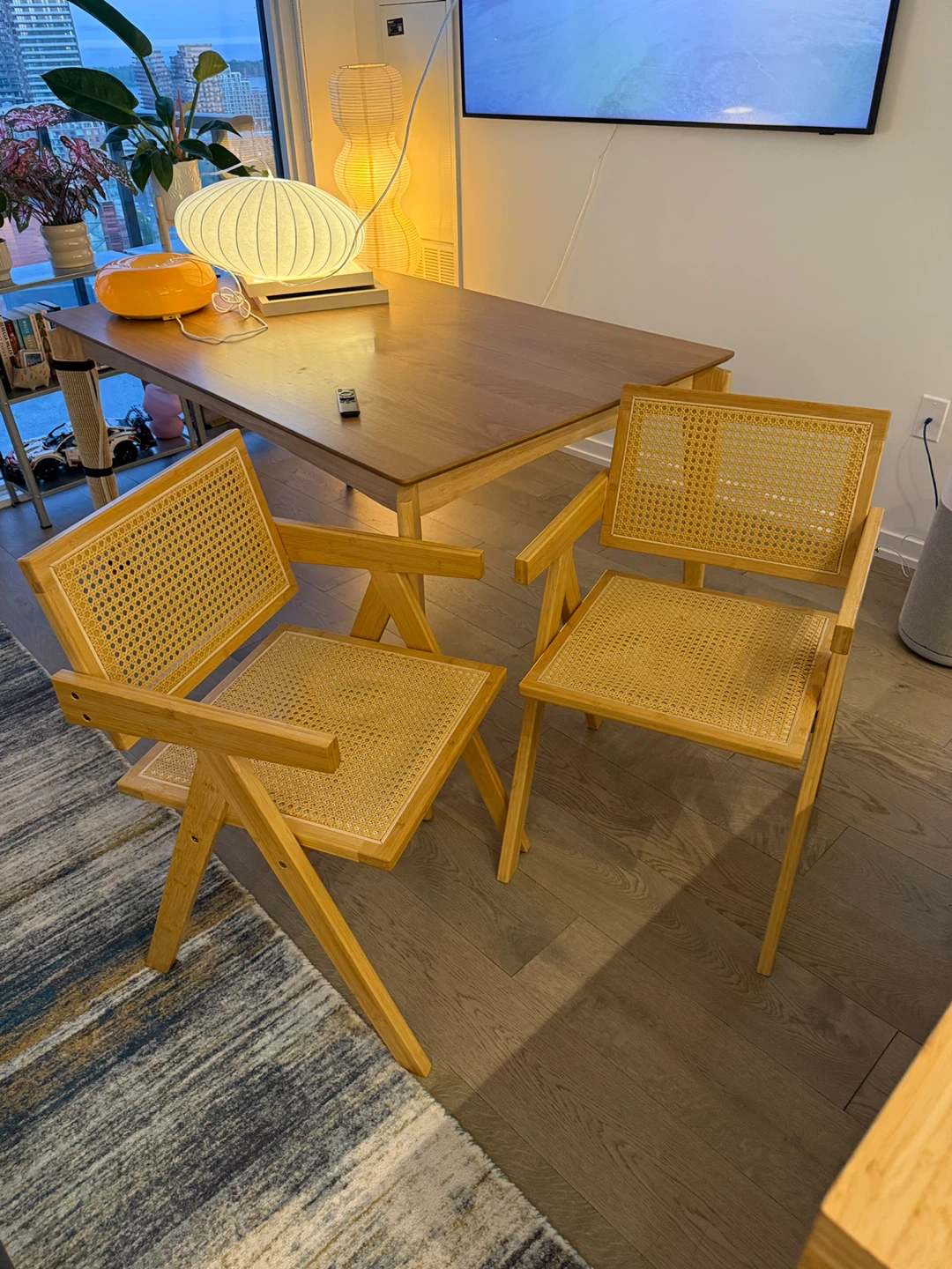 Set of 4 Mid-Century Rattan Cane Dining Chairs - photo 2