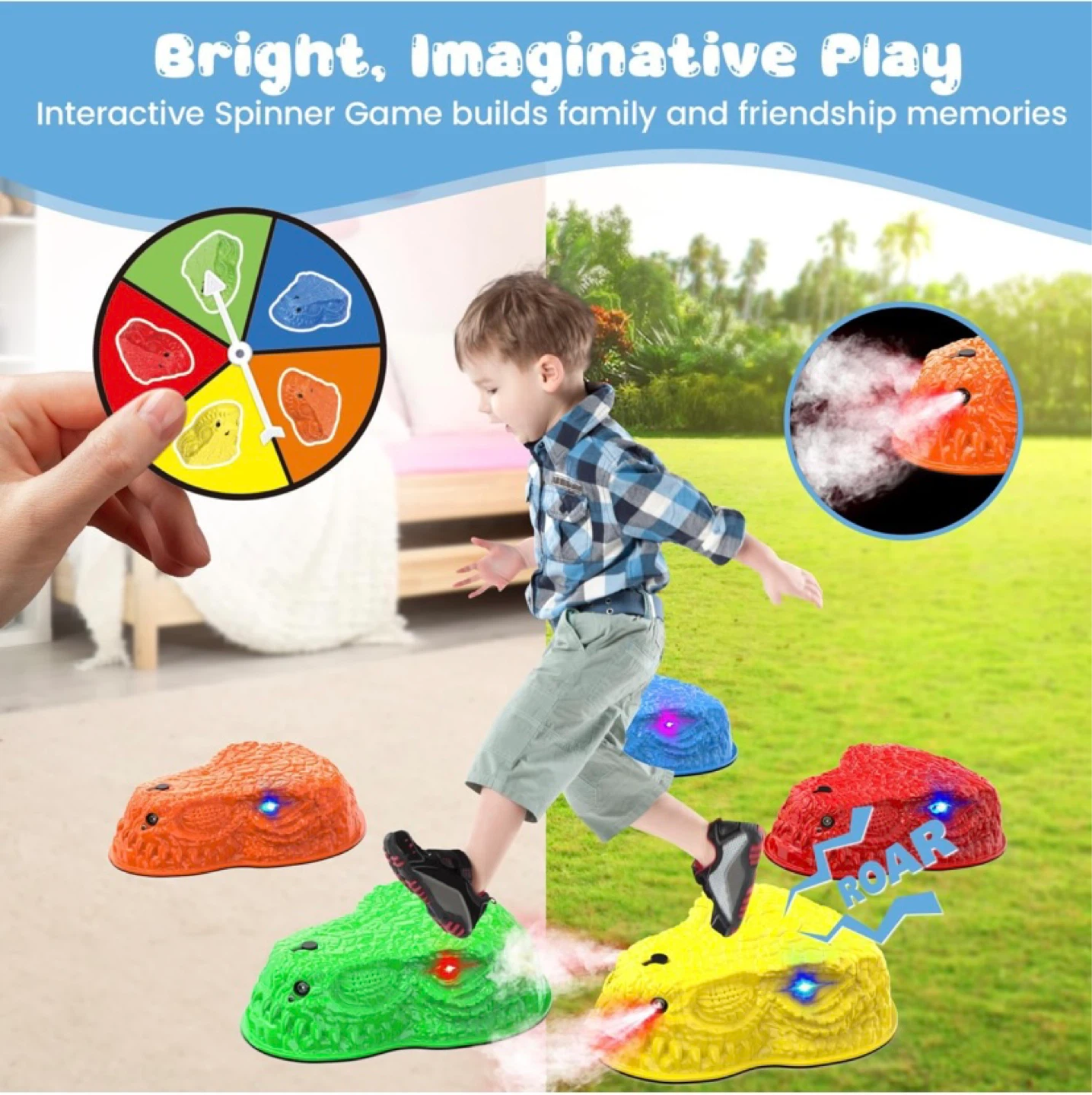New Mist Spraying Dino Roaring & Light up Stepping Stones - photo 3