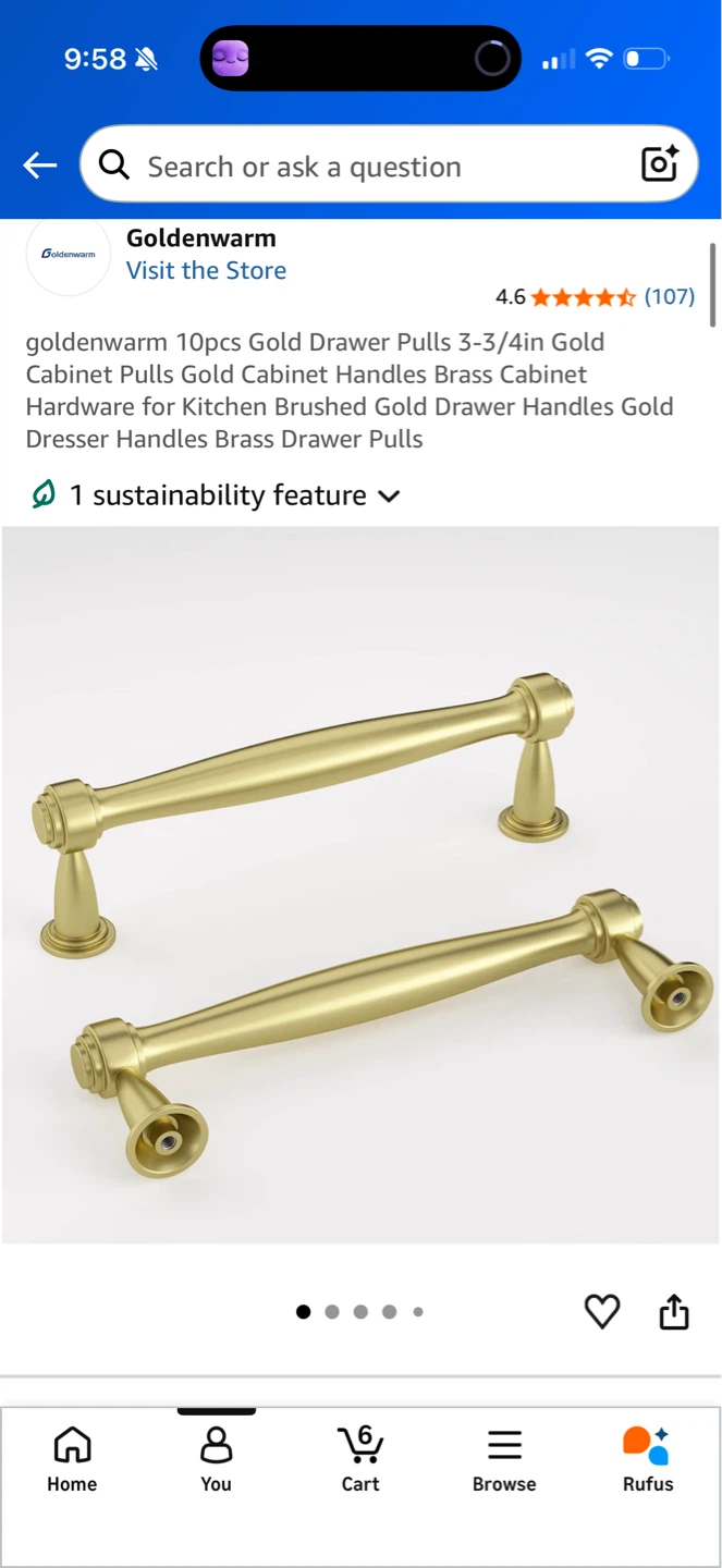 Goldenwarm 9pcs Gold Drawer Pulls 3-3/4in - photo 3