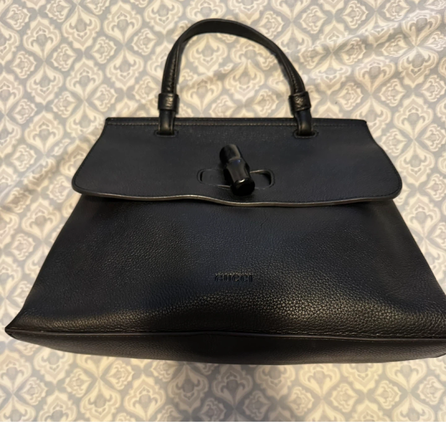 Authentic Classic Black Gucci Top Handle bag bamboo turn-lock - photo 2