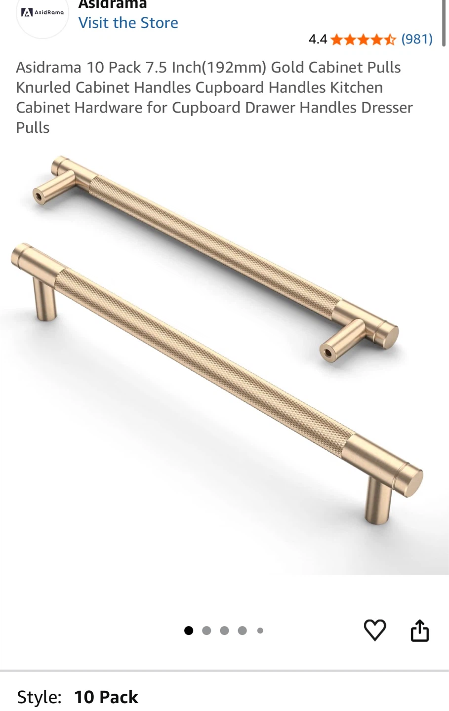 Asidrama 10 Pack 9 Inch Gold Knurled Cabinet Pulls - photo 2