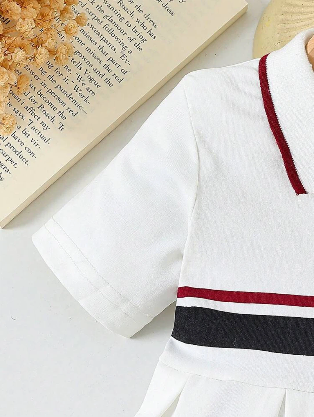 White Polo Dress with Horse Embroidery 6-9months - photo 3