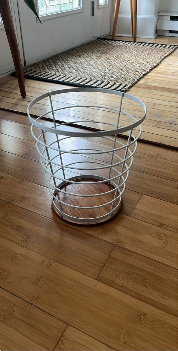 Wire Frame Waste Bin with Wood Base