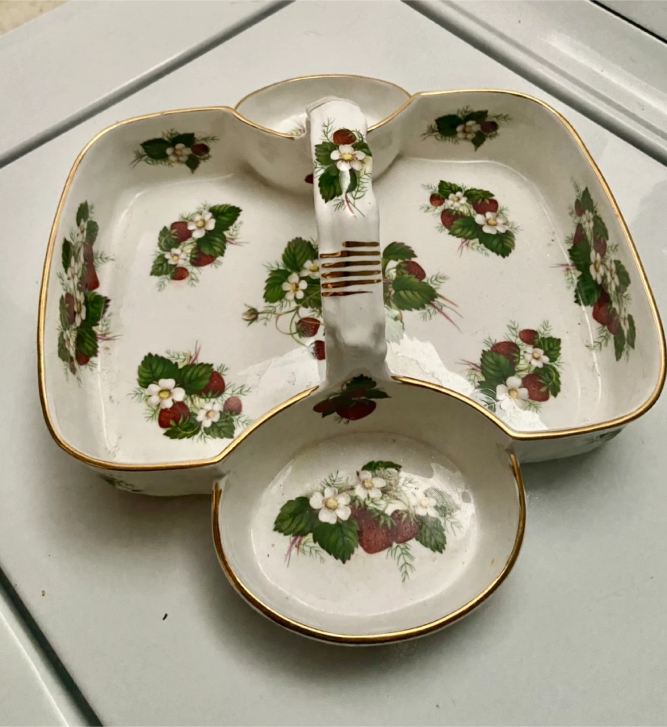 Hammersley Strawberry Ripe Group of Handled Basket