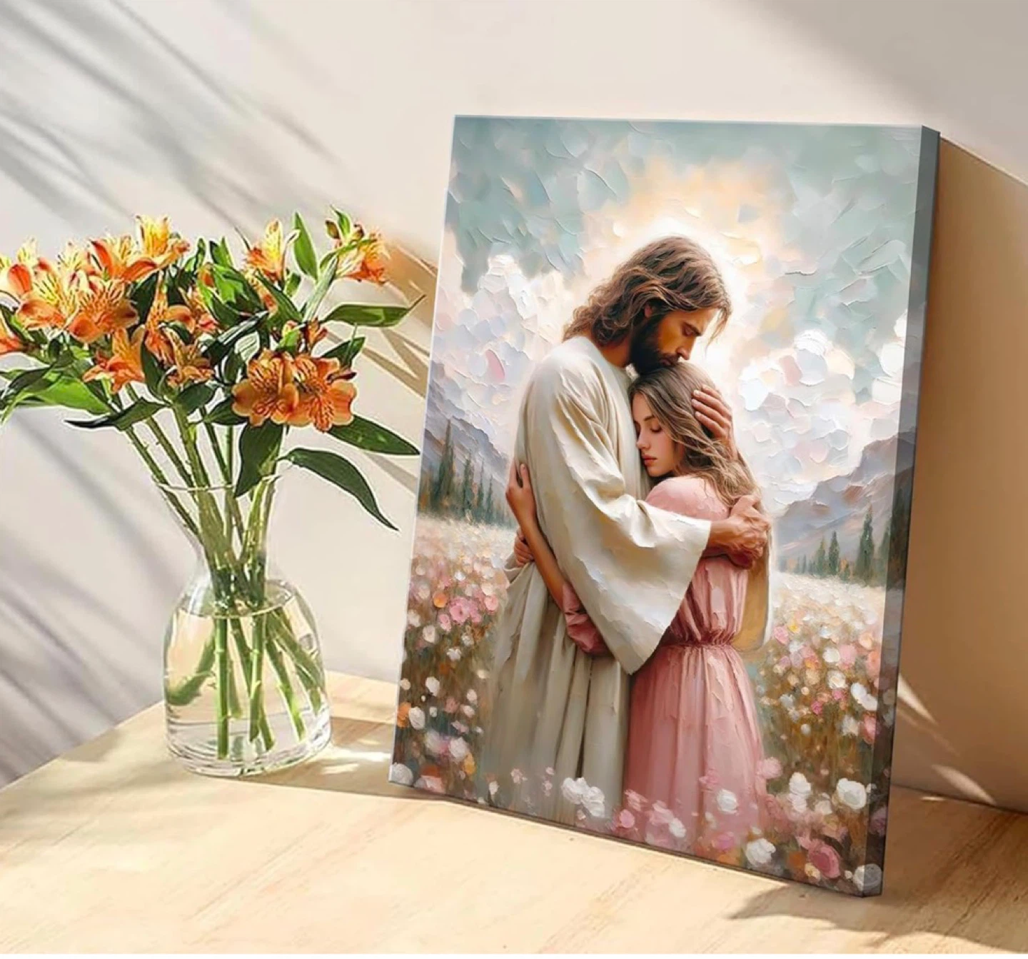 Jesus Hugging Woman Canvas Wall Art - photo 3