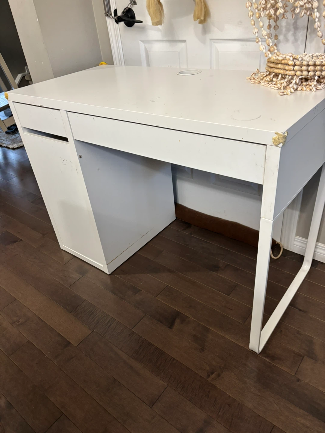 White Desk with Drawers and Cabinet