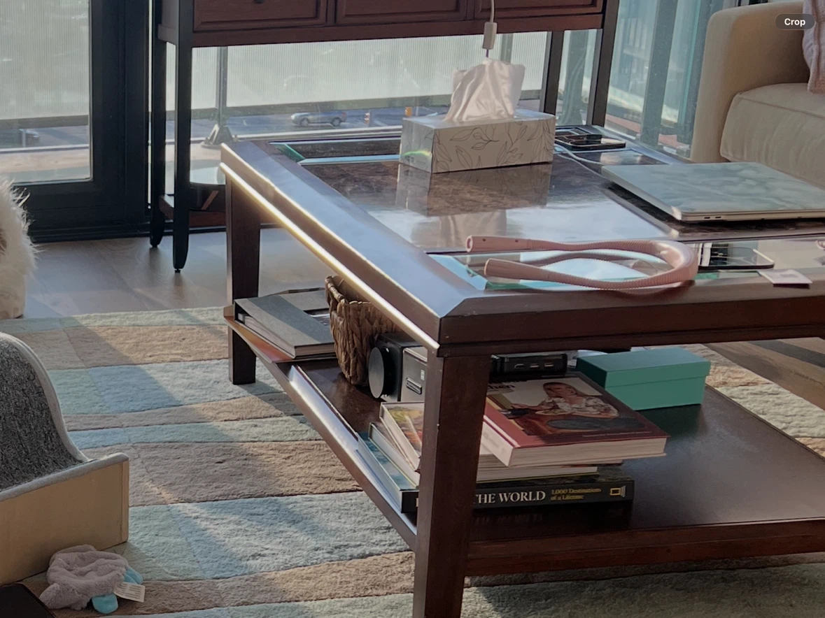 Wooden Coffee Table with Faux Marble Top - photo 4