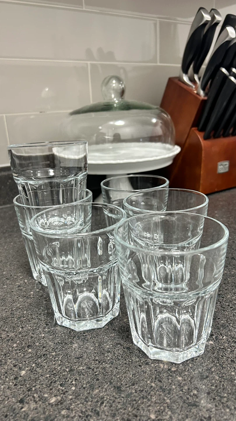 Set of 6 Clear Glass Tumblers