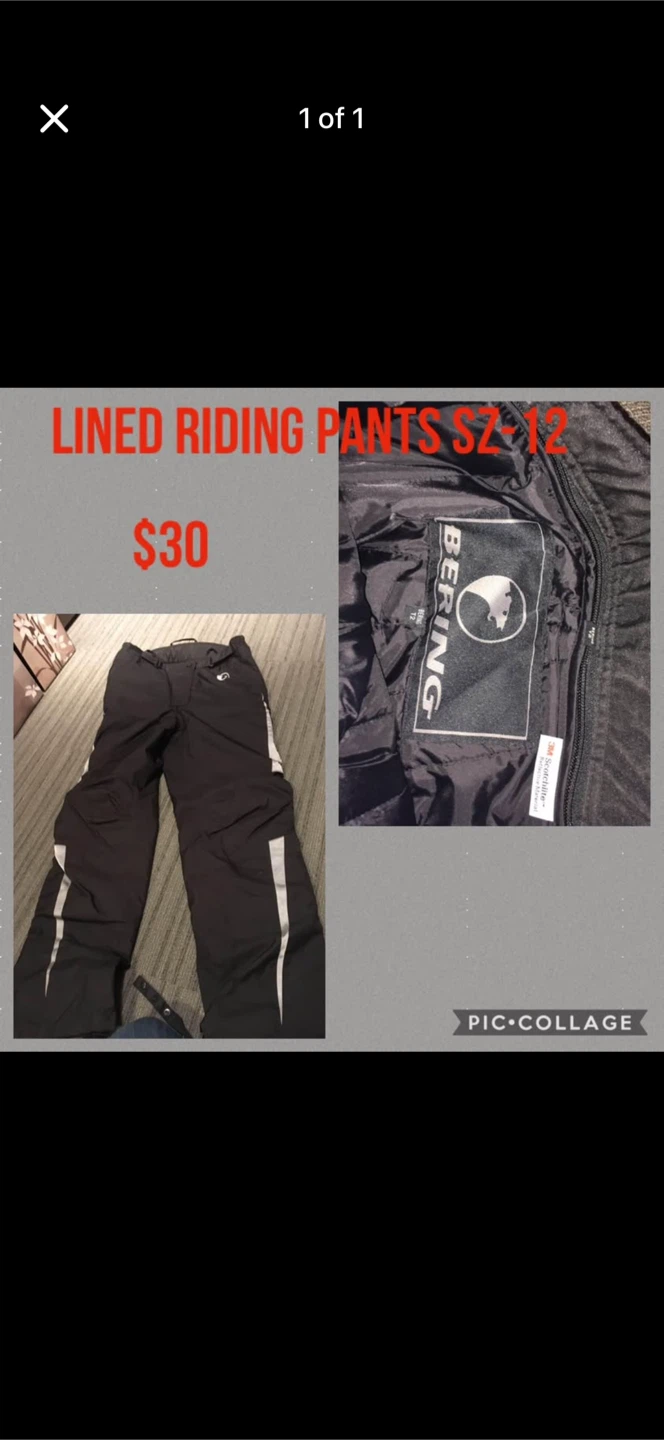 Bering Lined Riding Pants Sz 12