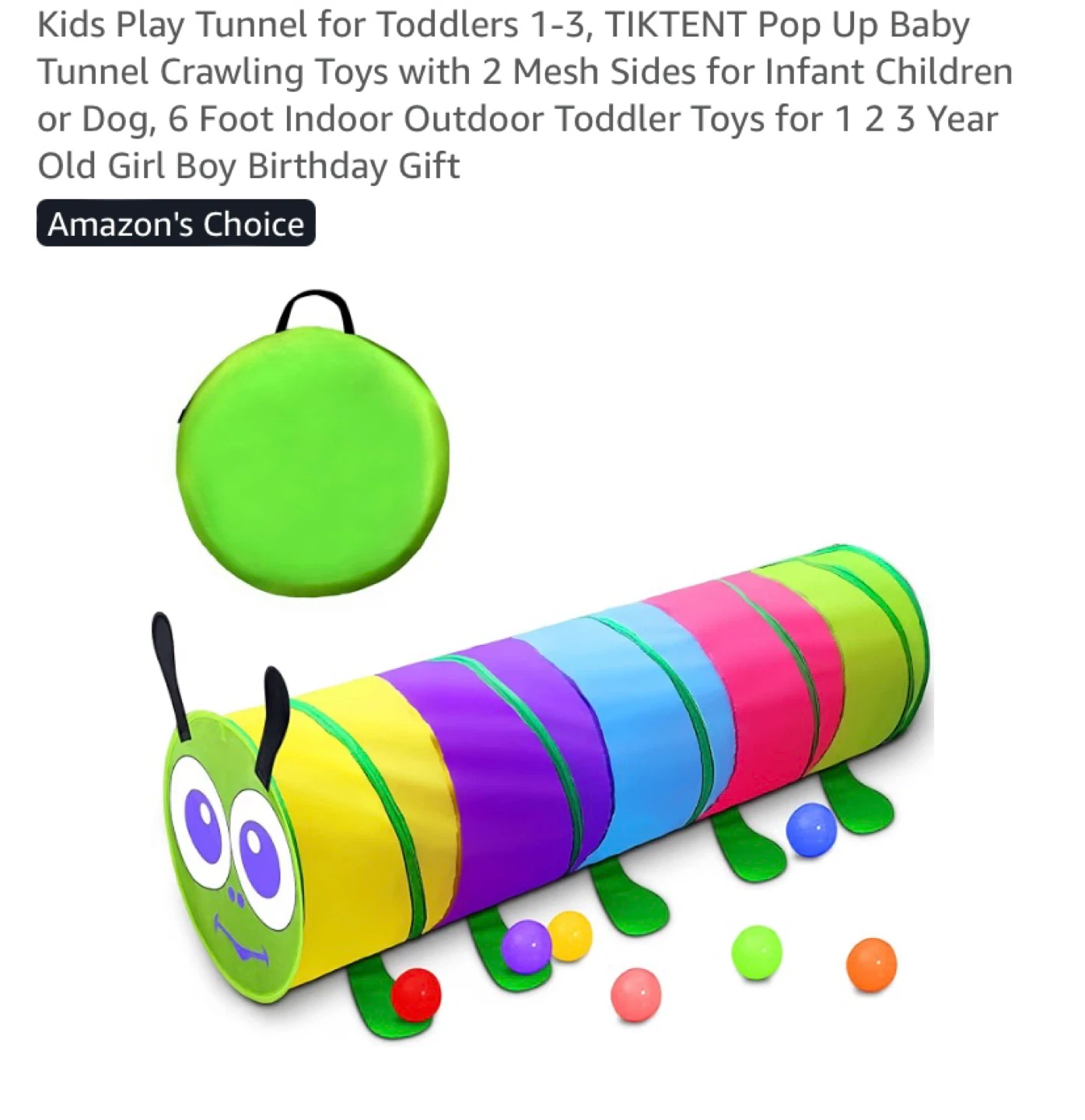 New Caterpillar Crawling Play Tunnel